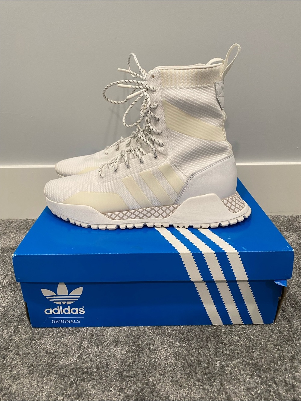 Adidas Original F/1.3 PK Mens Size 10.5 Prime Knit White Vintage White Boot Shoe